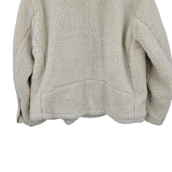 Lucky Brand Ivory Vegan Faux Shearling Sherpa Moto Jacket Womens Sz L Teddy Bear - Picture 11 of 12